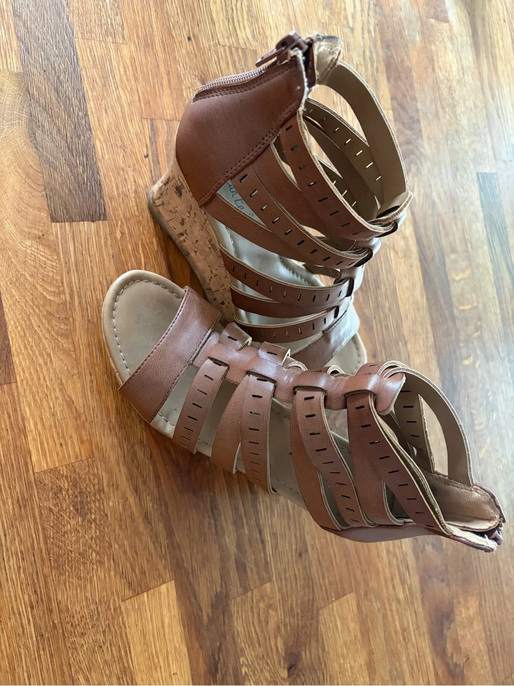 Women’s Brown Strappy Cork Wedge Sandals